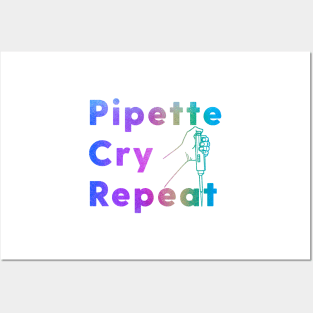 PCR Pipette Cry Repeat Colorful Rainbow Glitter Sparkle Micropipette Posters and Art